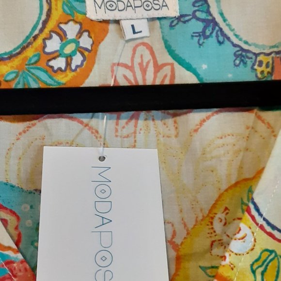 MODA POSA DESDERIA DRESS SPRING SUMMER DRAWSTRING WAIST COTTON - Picture 4 of 6